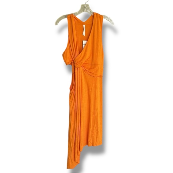 NWT By Anthropologie Asymmetrical Halter Orange Mini Dress Size Large - Picture 8 of 15
